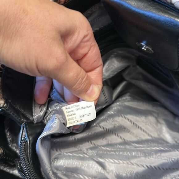 Simply Vera Black Tan Pink Shimmery Faux Leather Python Print Shopper Bag Purse - Picture 12 of 14